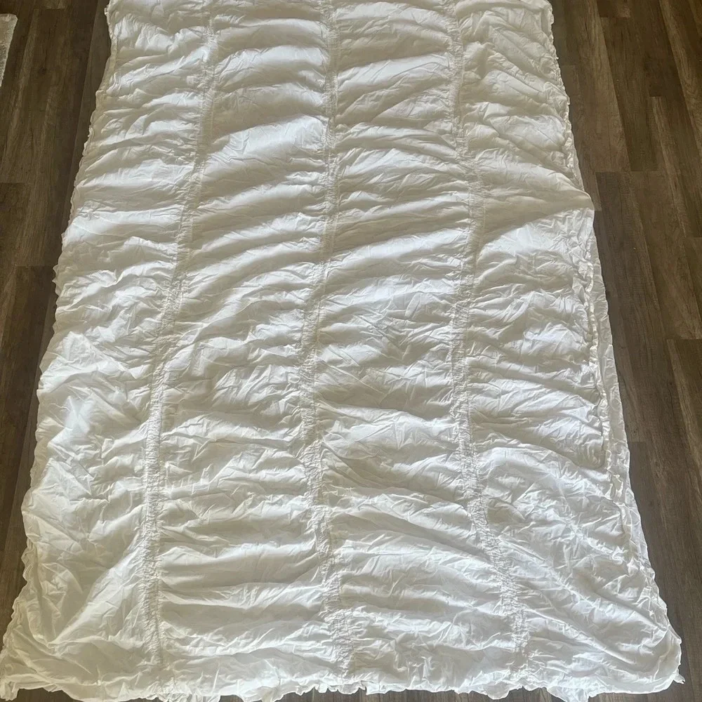 Simply Shabby Chic TWIN Solid White Ruched Smocked Duvet Cover Rachel Ashwell